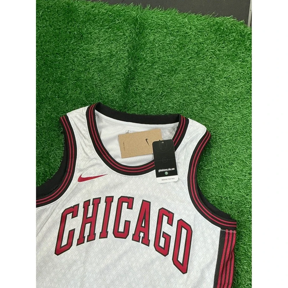 Nike Chicago Bulls City Edition Swingman Jersey White Red Mens Size 44 Medium